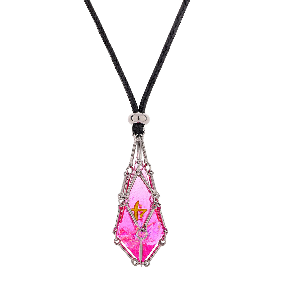 Mysticage Dice Chain Necklace with D4 - Black Leather Chain