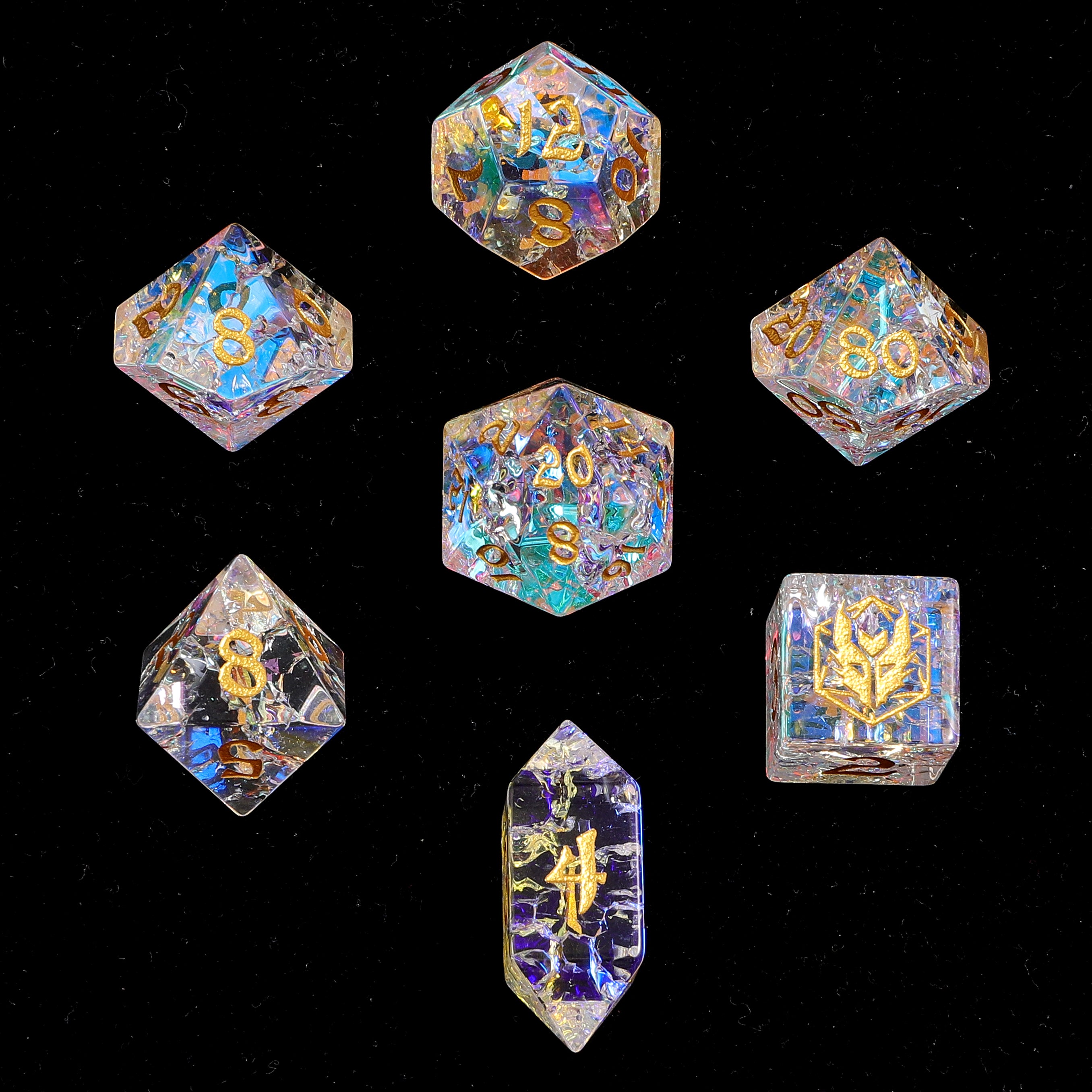 Dragon's Hoard Gemstone Dice Set - Blasted K9 Crystal