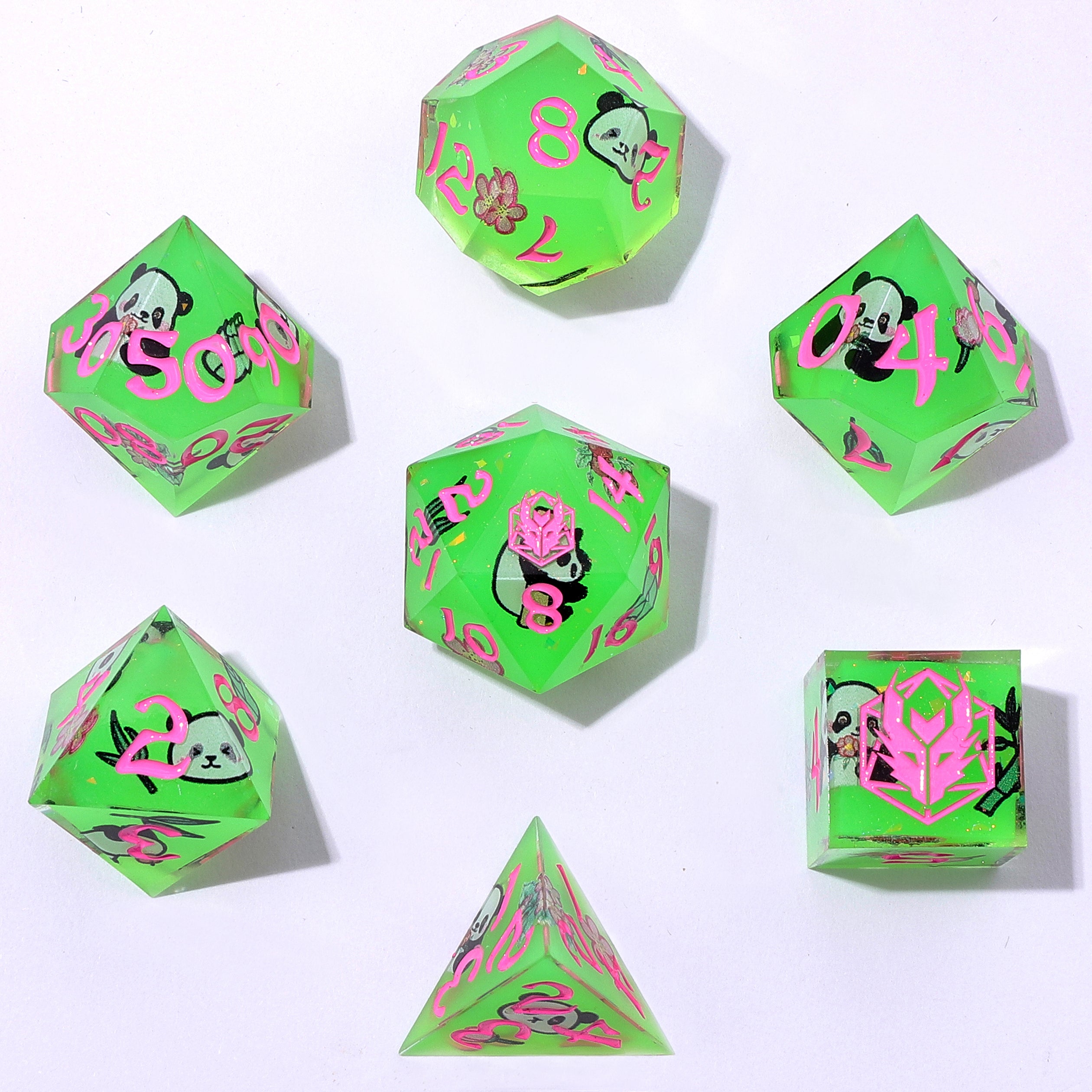 Captured Magic Sharp Edge Resin Dice - Pandemonium - Green