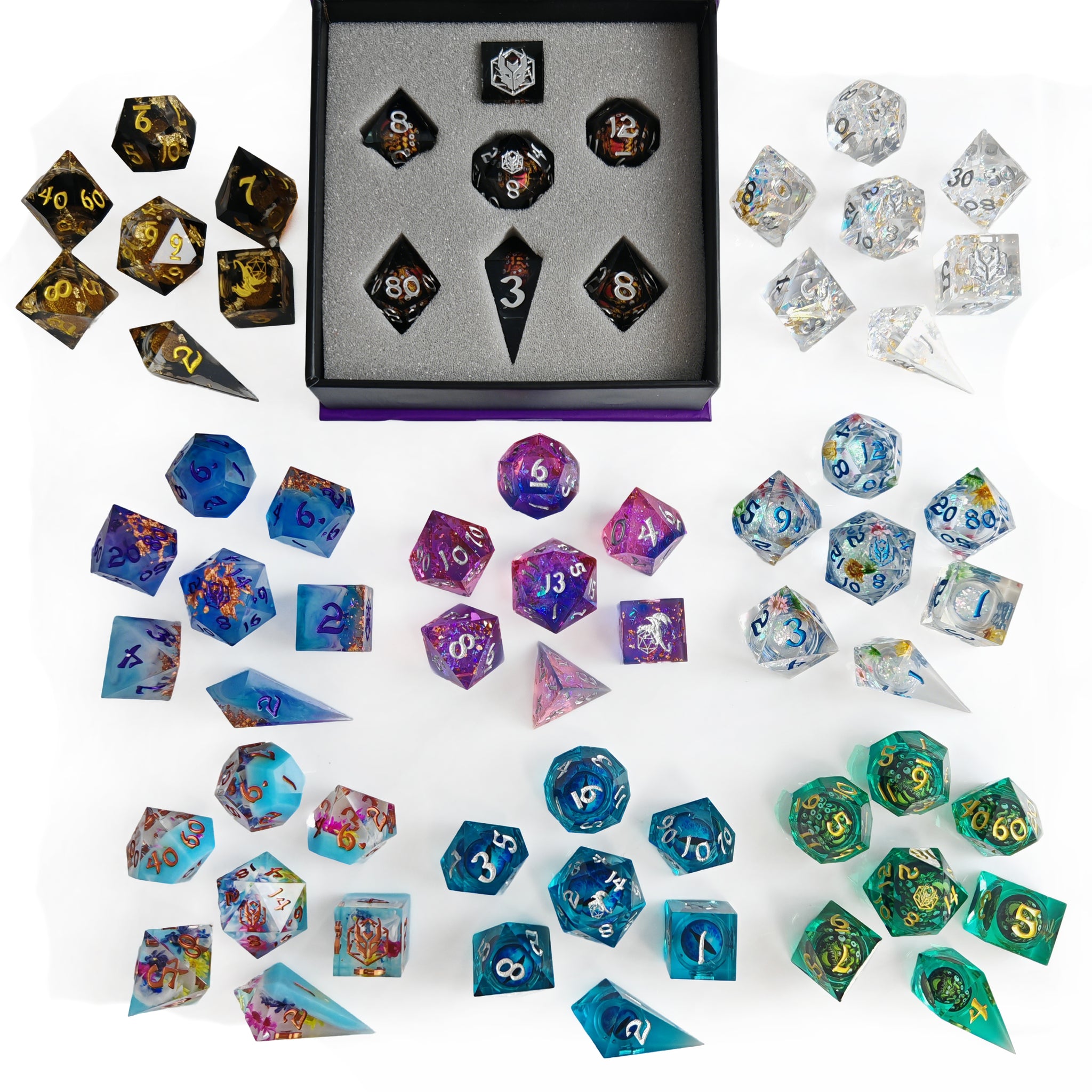 Set de Dés DND Dragon Eye Résine Polyédriques Sharp Edge Dice 7 Set de Dés DND Dragon Eye Résine Polyédriques Sharp Edge Dice 7
