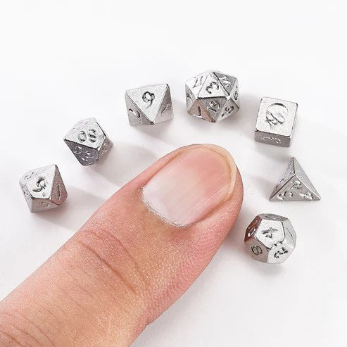 Unseelie Tiny Dice Set in Potion Bottle - Silver