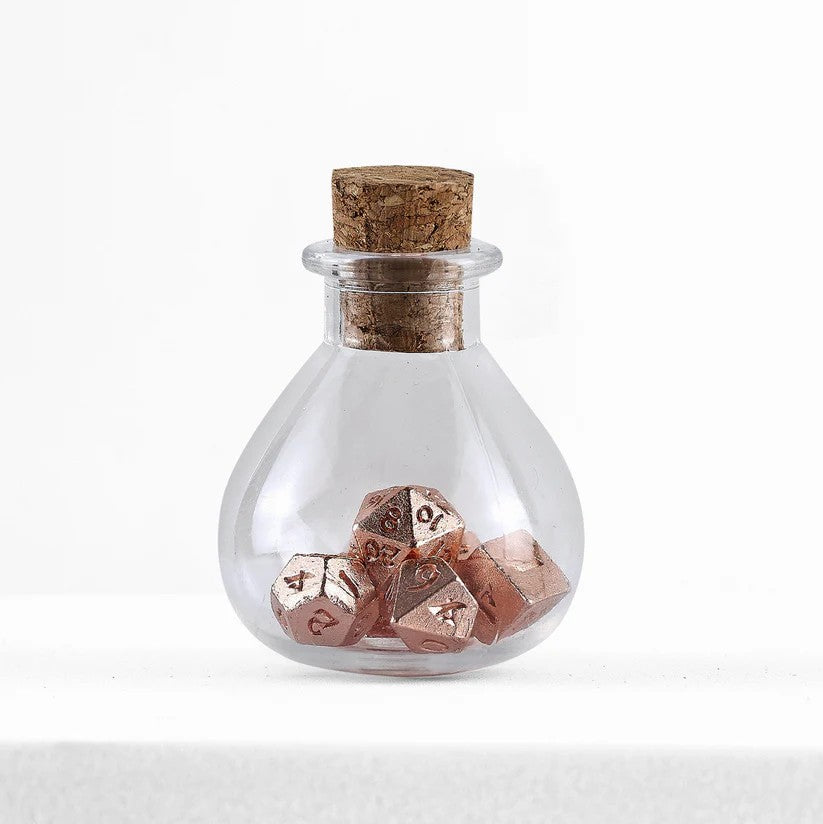Unseelie Tiny Dice Set in Potion Bottle - Rose Gold