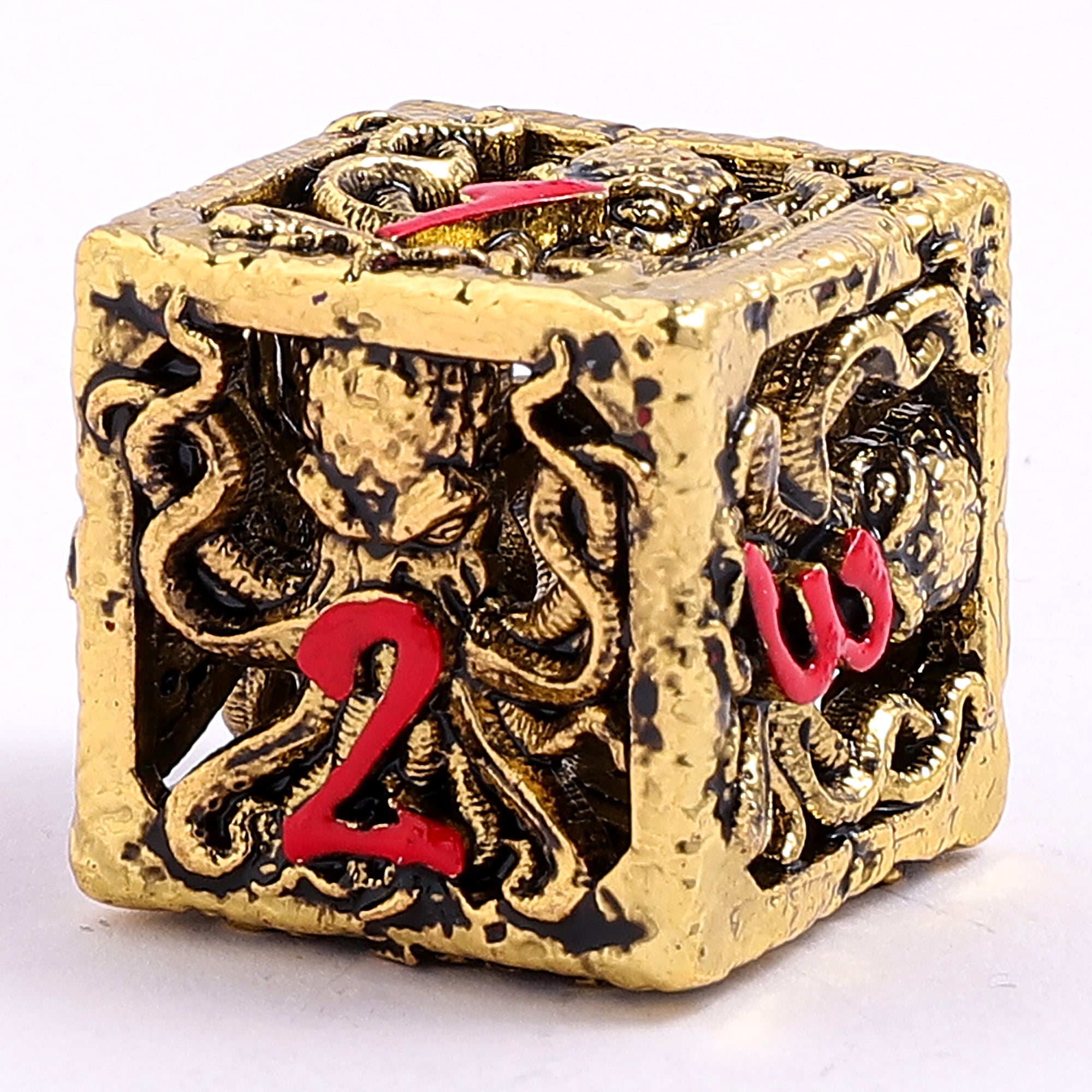 Lllithids Mind Cage Dice set - Gold w/Red
