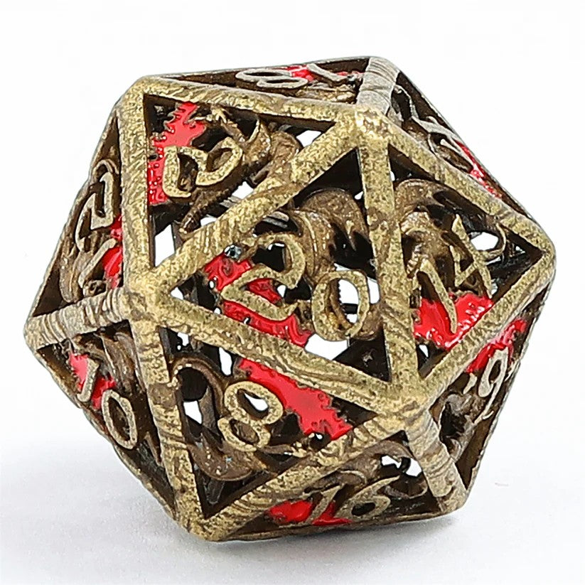HY00593 Dragon's Hymn Hollow Metal Dice Set - Ancient Bronze