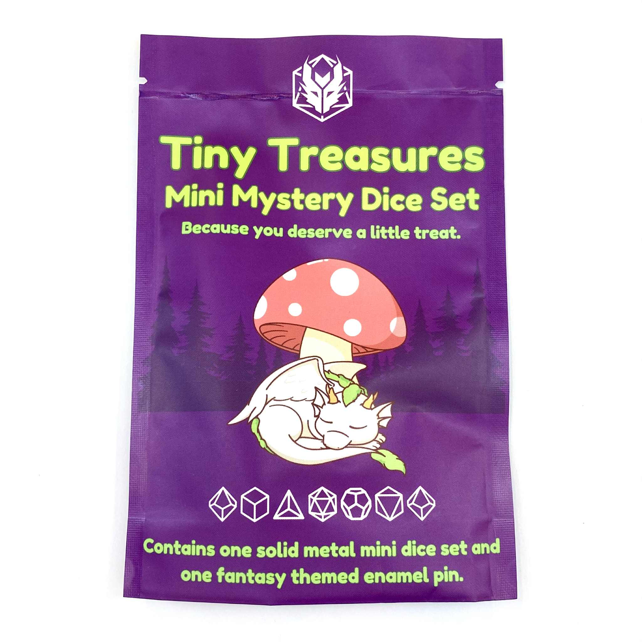 Mystery Pack of One 10mm mini dice set and 1 enamel pin