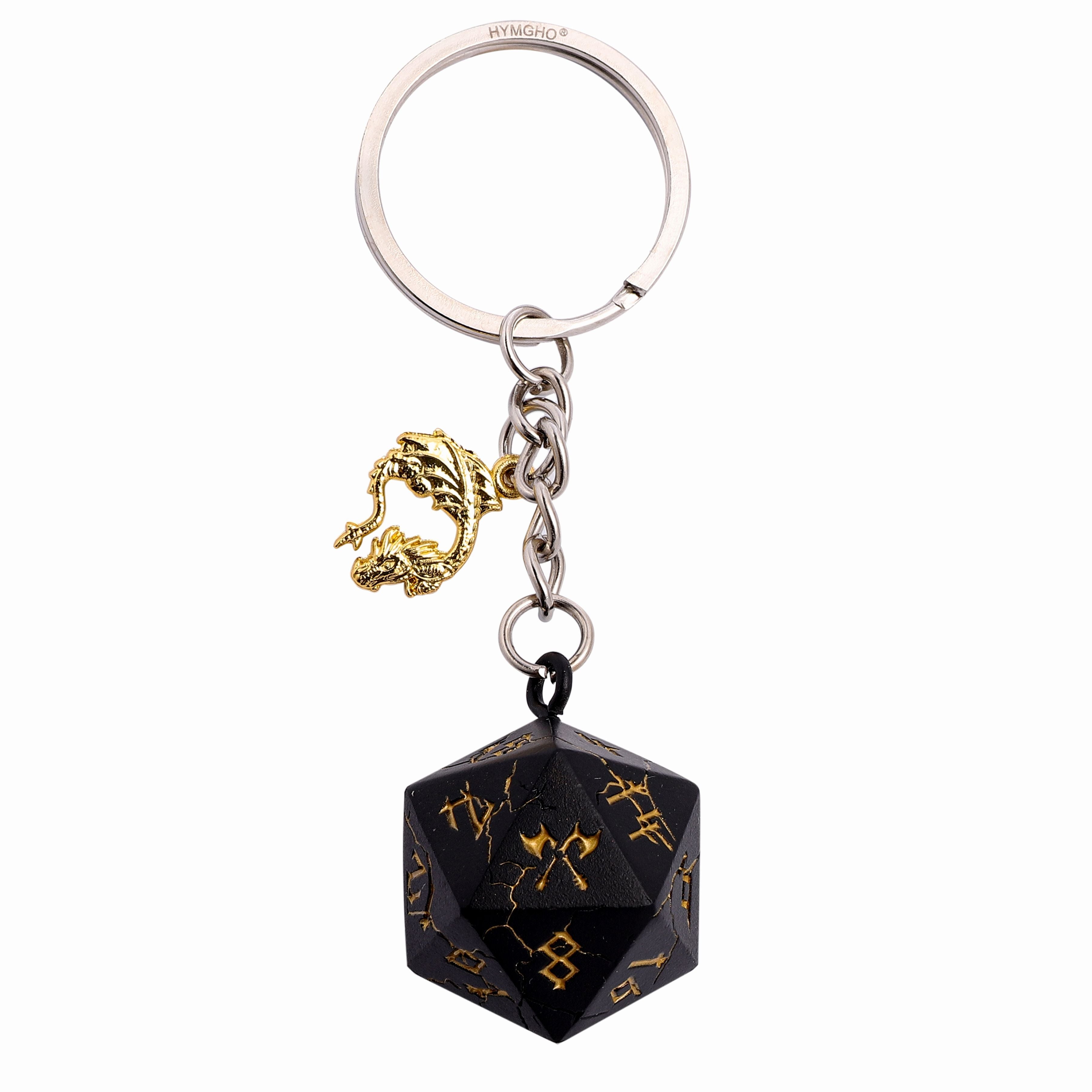 Black and Gray Caged D20 Dice Pendant Gaming D20 Keychain -  Hong Kong